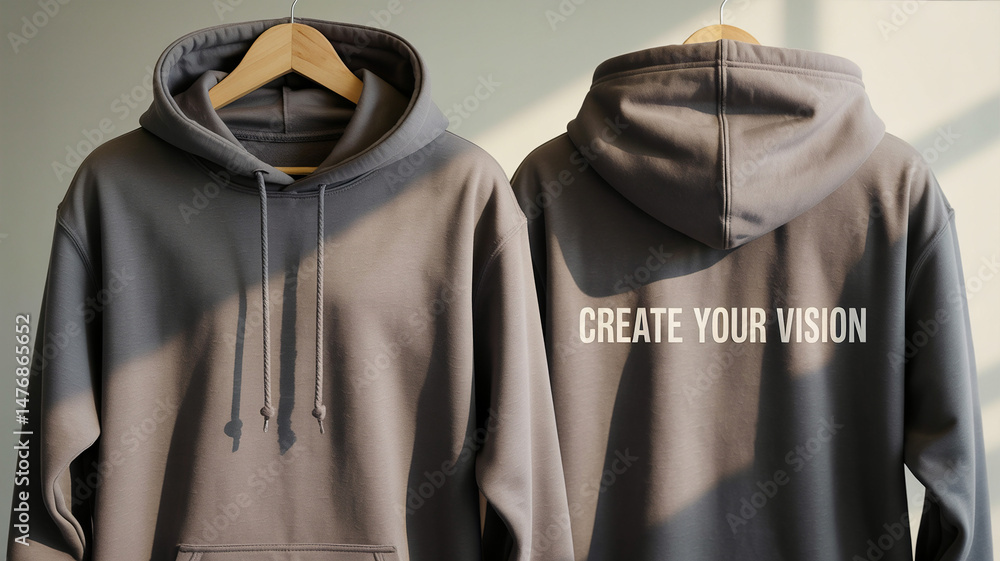 Poster front and back mockups of hoodies ready for custom design