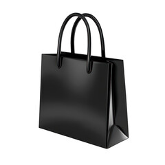 Sleek glossy black shopping bag isolated on white background design element