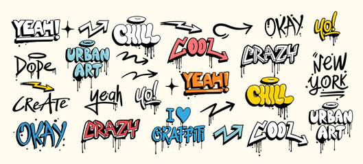 Hand-drawn vector graffiti words. Graffiti doodles. Perfect for apparel prints, posters, and stickers © cddesign.co