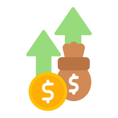 Income Growth icon vector image. Can be used for Freelancer.