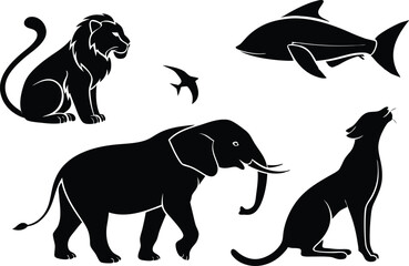 Animal Set Design Collection for Illustrations. Creative Animal Set Design for Graphic Use. Hand Drawn Animal Set Design for Projects. Modern Animal Set Design for Digital Art