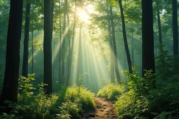 Obraz premium Breathtaking Nature Photograph Showcasing Tranquil Woodland Scene