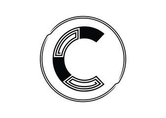 Letter C Logo with Abstract Stripe Line Pattern