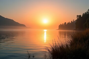 Naklejka premium Calm Dawn at Tranquil Water