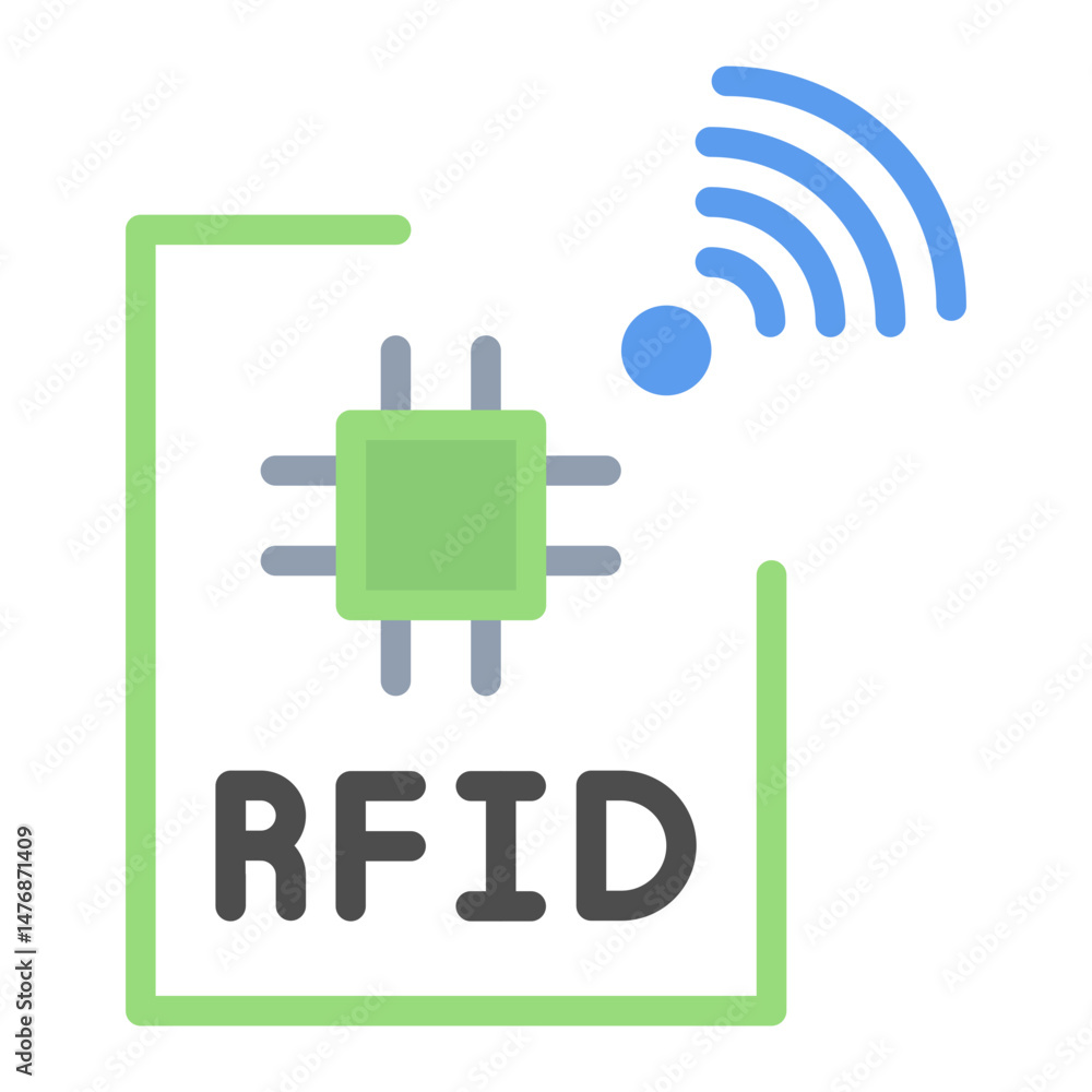 Poster rfid tag icon vector image. can be used for manufacturing and distribution.