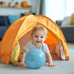 Baby's tent play with ocean balls