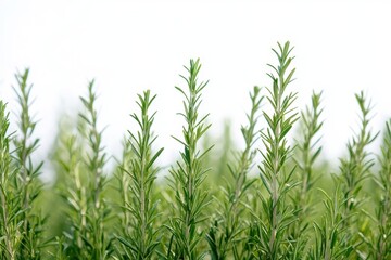 Obraz premium Fresh Rosemary Herbs Green Plant Nature Background Aromatic Food Bush Scent White Spices Leaves 
