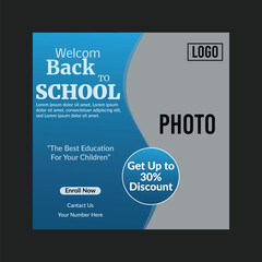 Abstract Blue Back to School Social Media Post Design
