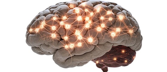 Brain with many connections and a lot of light