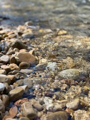 stones in the river, clear water