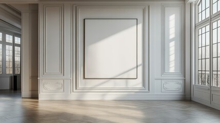 Fototapeta premium Elegant Modern Interior Design with Large Windows, Minimalist Decor, Indoor Plants, Natural Light, Stylish Seating, Unique Artwork, Bright Living Space, Contemporary Style, Home Decor Ideas