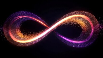 Colorful Infinity Symbol Made of Sparkling Particles and Light Effects - Powered by Adobe