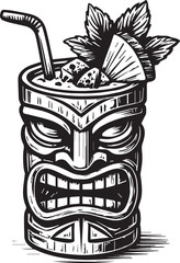 tiki glass cocktail drink vector illustration