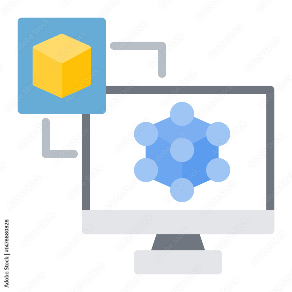 Poster digital twin icon vector image. can be used for additive maufacturing.