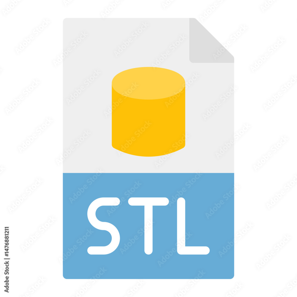 Poster stl file icon vector image. can be used for additive maufacturing.