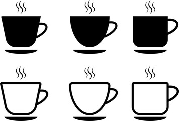 Coffee cup icon set. Hot drink icon. Disposable cup. caffeine drink. Takeaway concept

