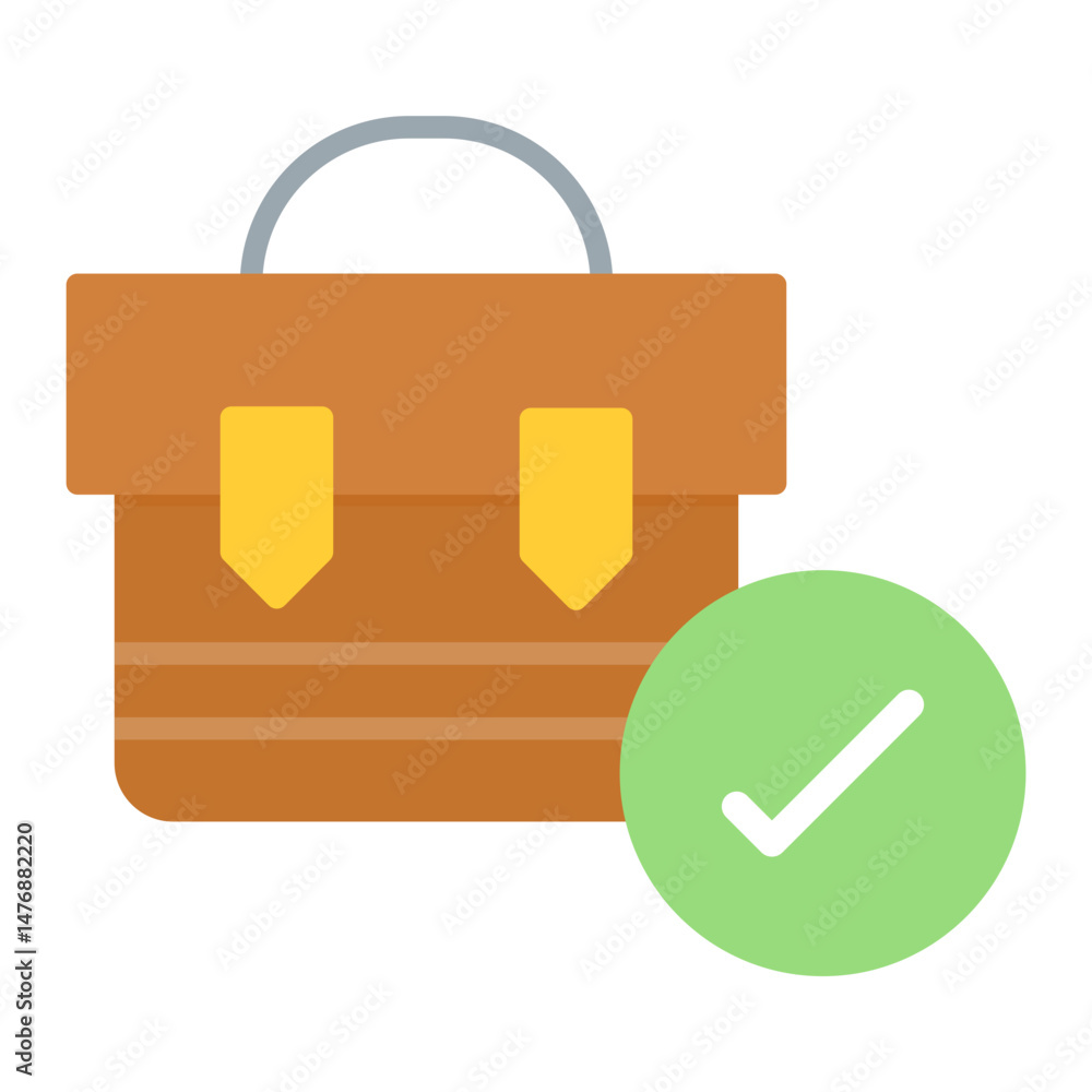 Poster briefcase with checkmark icon vector image. can be used for job fair.