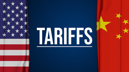 US-China Trade Tariffs Banner with National Flags and Economic Tension Theme
