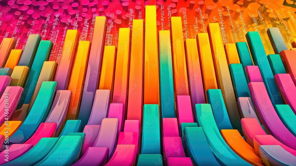 Poster vibrant colorful 3d bars abstract background for presentations and designs