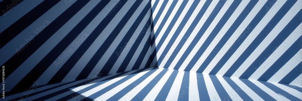 Poster Striking Diagonal Stripes Create a Dynamic Burst Effect in a Minimalist Room