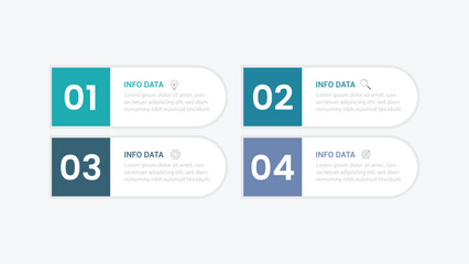 Business vector infographic design template with icons and 4 options or steps. Can be used for process diagram, presentations, workflow layout, flow chart, info graph