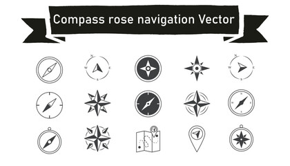 Compass rose navigation vector
