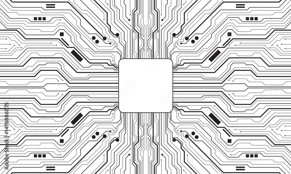 Poster abstract black circuit board technology connected lines electronics elements computer motherboard ch