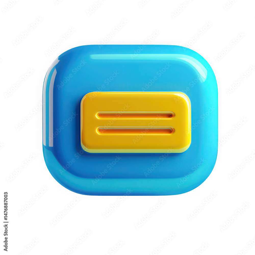 Poster a blue rounded square with a yellow rectangle containing two horizontal lines on a black background