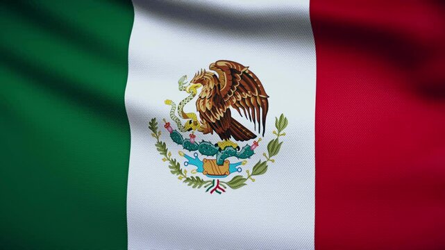 Mexico Flag 4K. Realistic Loop Waving with Highly Detailed Fabric.