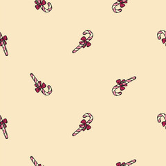 Licorice stick. Lollipop. Vector seamless pattern for wrapping paper, print, textile. Bright background with cartoon illustration