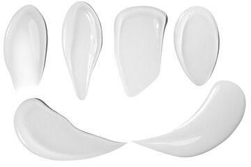 Set of transparent gel smears on an empty background.