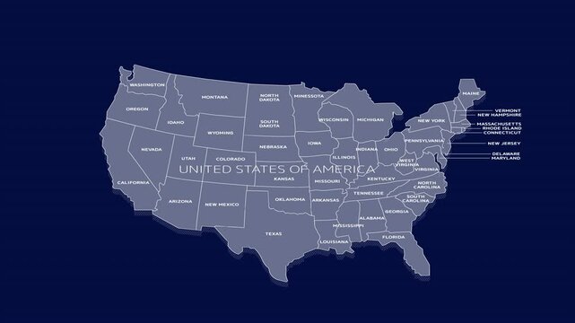 Geographic infographic element - animated map of the contiguous United States