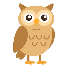 Cute wise owl bird. Vector flat illustration isolated on white background.