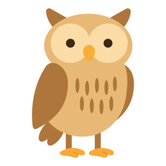 Cute flat owl bird. Vector cartoon illustration isolated on white background.
