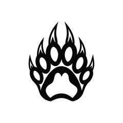 Detailed Black Bear Paw Print Silhouette