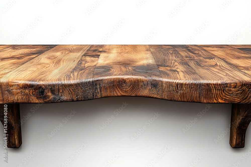 Poster rustic wood shelf with ornate detail on a white background. showcase products or add text with blank