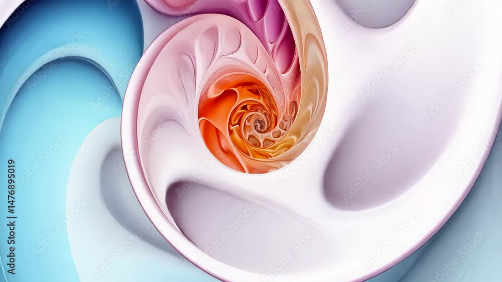 Poster colorful abstract swirl with fluid texture and vivid curves.