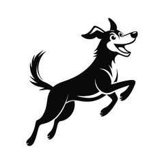 Happy Black Dog Jumping in Joy