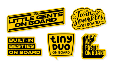 A Collection of Baby on Board Typography Stickers