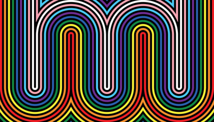Curved rainbow stripes in LGBTq colors wallpaper vector illustration.