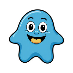 Obraz premium Cheerful Blue Blob Emoji Illustration Isolated on Transparent Background. Cheerful Blue Blob Emoji PNG. Emoji PNG.