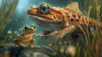 Two Frogs in Aquatic Habitat