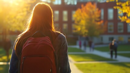 Stylish backpack at a university campus