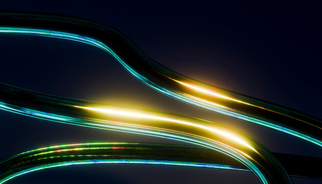 Abstract glowing curves with vibrant light reflections