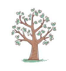 Illustration of a Tree Isolated on Transparent Background. Heart-Shaped Leaf Tree PNG. Tree PNG.