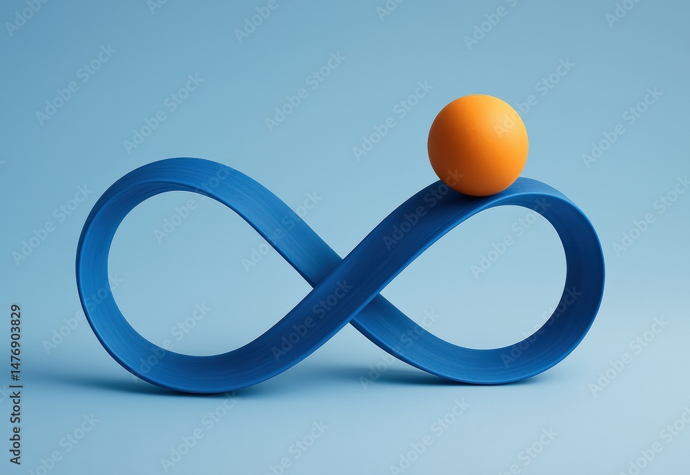 Poster infinity loop with orange orb presents an idea of boundless potential and endless opportunities in a
