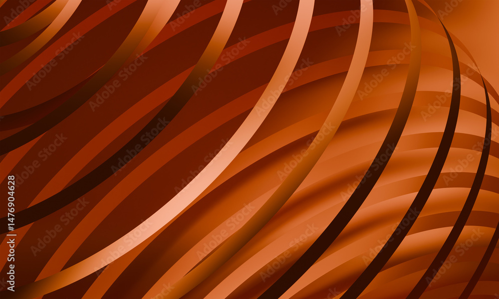 Poster abstract wave forms: interlocking brown and sienna strips generating a sense of movement and depth