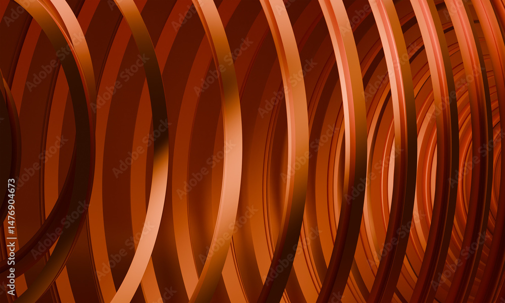 Poster dynamic abstract design: intertwined bronze and chocolate arcs creating a flowing and textured patte