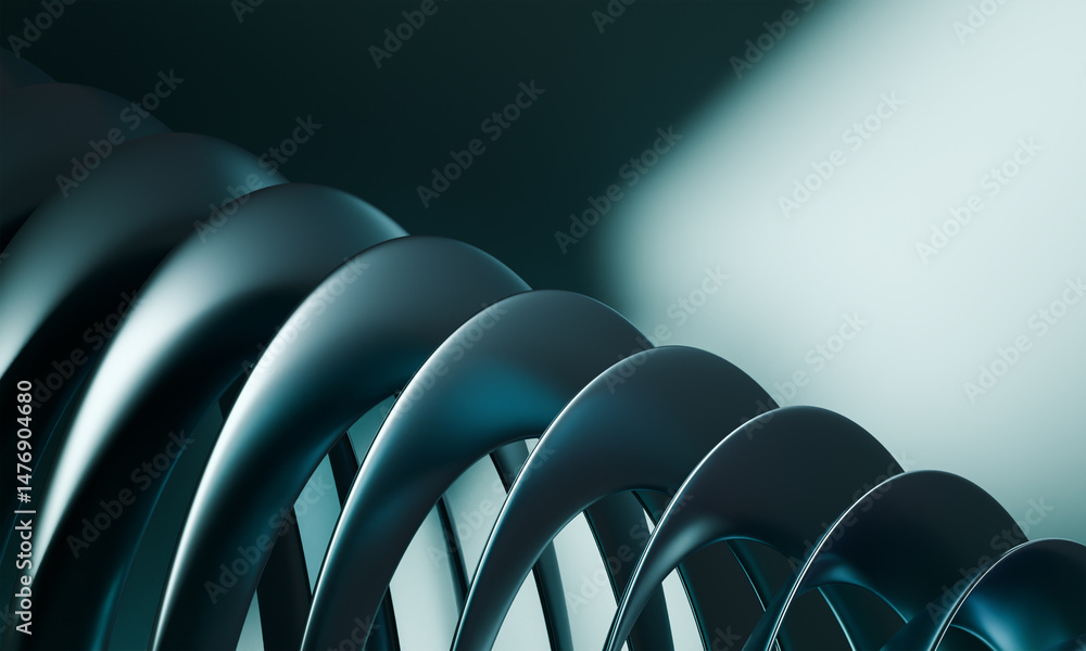 Poster modern background design: smooth, metallic teal arches creating a rhythmic and elegant pattern