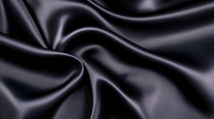 Obraz premium Luxurious light black silk fabric with intricate texture and smooth folds for elegant design applications